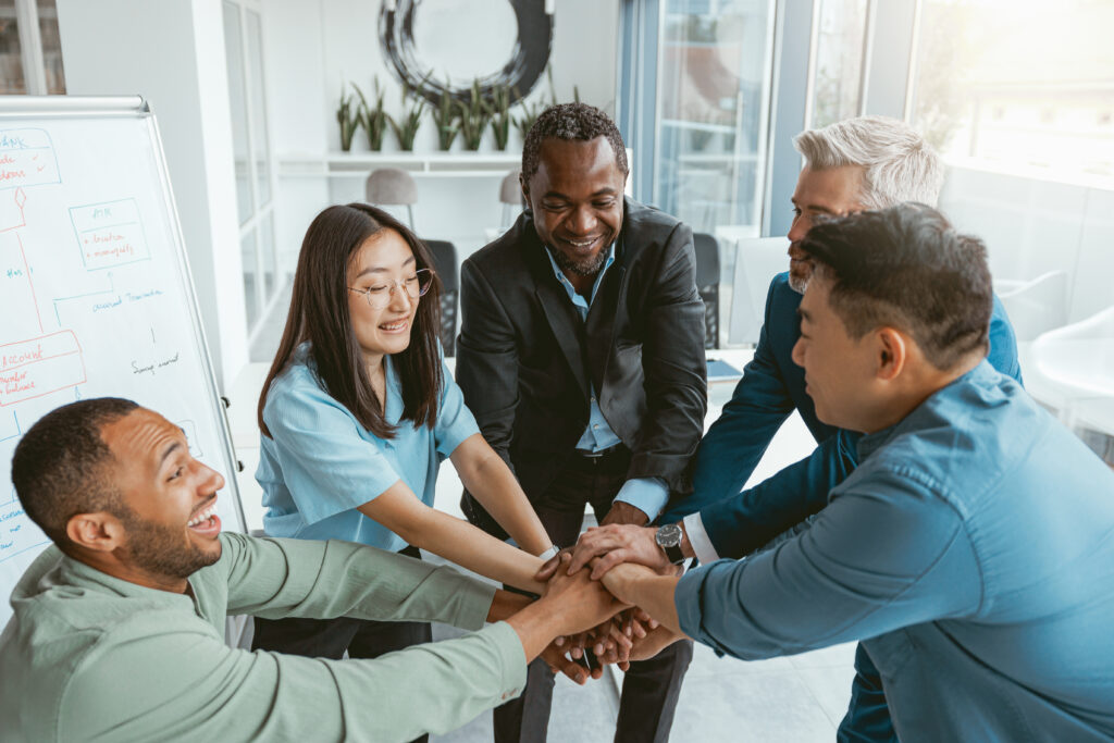 A sales team celebrating their wins